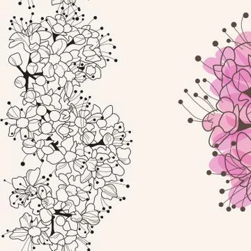 Decorative cherry flowers Stock Illustration