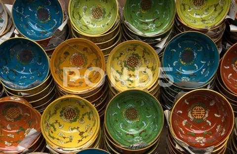 Decorative Chinese Rice Bowls Stock Photos