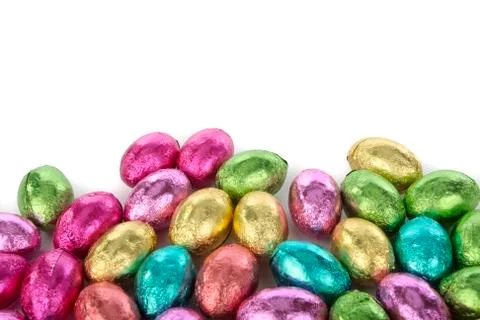 Decorative chocolate easter eggs over white background Stock Photos