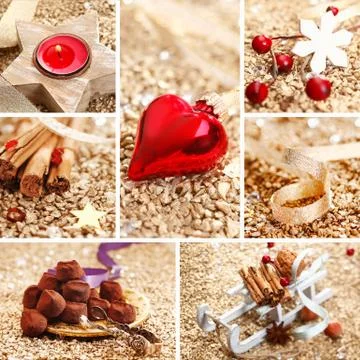 Decorative christmas collage Stock Photos