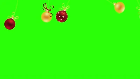 Decorative Christmas elements animation group on green screen chroma key Stock Footage