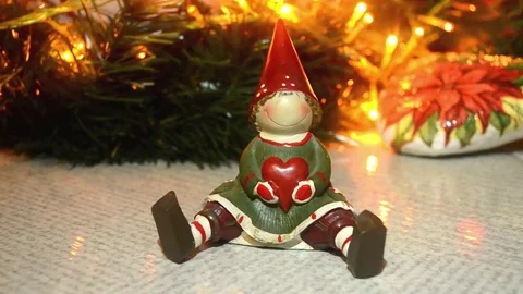 Decorative Christmas ornaments with blinking lights background Video stock 71092443