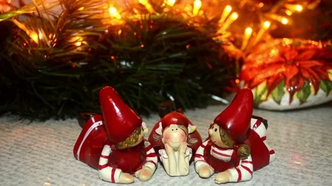 Decorative Christmas ornaments with blinking lights background Video stock 71092548