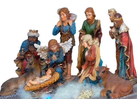 Decorative christmas scene with gospel statues Stock Photos