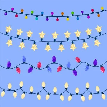 Decorative christmas string of lights collection Stock Illustration