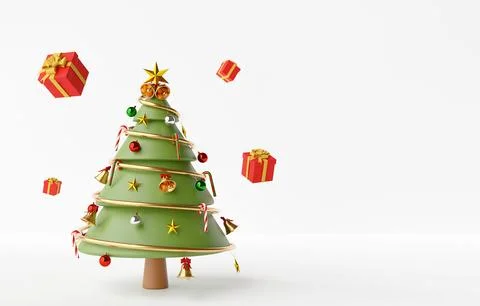 Decorative christmas tree with presents on a white background with copy spa.. Stock Illustration