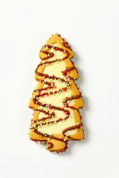 Decorative christmas tree shaped cookie Stock Photos