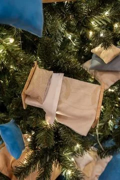 Decorative Christmas Tree with Tiny Bed Ornament Stock Photos