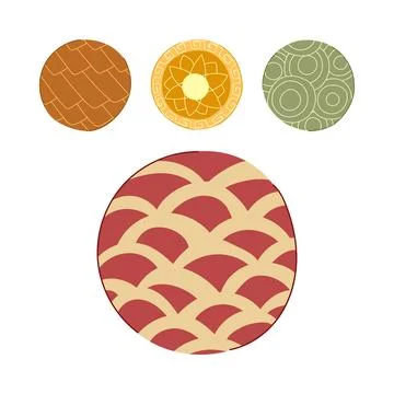 Decorative circle elements creating traditional pattern collection Stock Illustration