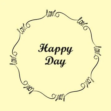 Decorative circle frame template. Hand lettering LOVE creative ornamental wreath Stock Illustration