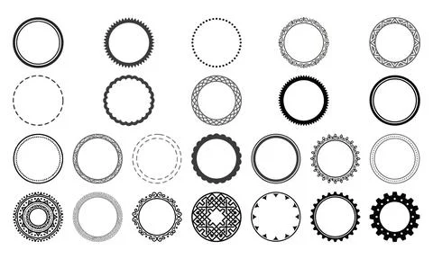 Decorative Circular Frame Collection with Vintage Borders Stock Illustration