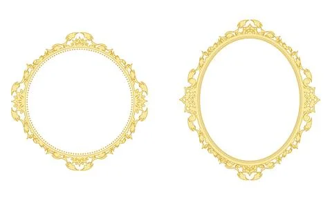 Decorative circular frame. Medieval Western mirror style decoration. Gilded.. Stock Illustration