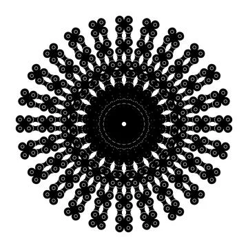 Decorative circular mandala created from a repeating motorcycle chain silhouette イラスト素材