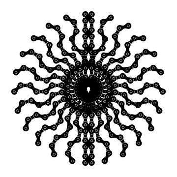 Decorative circular mandala created from a repeating motorcycle chain silhouette 스톡 일러스트