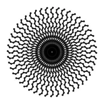 Decorative circular mandala created from a repeating motorcycle chain silhouette 스톡 일러스트