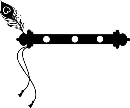 Decorative Classical Flute with Peacock Feather Stock Illustration