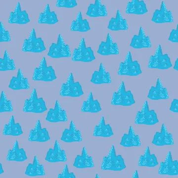 Decorative cold nature seamless pattern with random bright blue iceberg eleme 스톡 일러스트