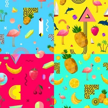Decorative colorful seamless patterns set Illustrazione stock