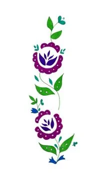 Decorative composition of abstract doodle flowers and leaves. Floral motif Stock Illustration