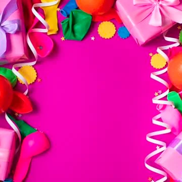 Decorative composition four boxes with gifts Satin ribbon Bow Oranges Confett Stock Photos