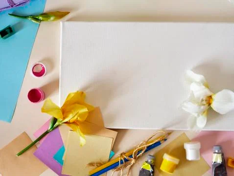 Decorative composition, still life from materials for creativity and design Stock Photos