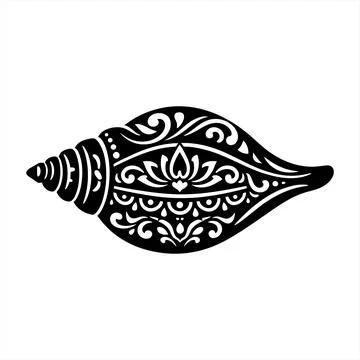 Decorative Conch Shell Vector Illustration with Intricate Ethnic Patterns a.. Ilustração Stock