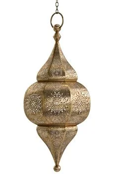 Decorative copper, brass and silver arabic lanterns isolated on the white bac Stock Illustration