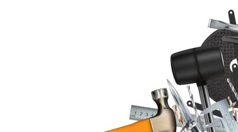 Decorative corner composition on the theme of locksmith skill and craft Stock Illustration