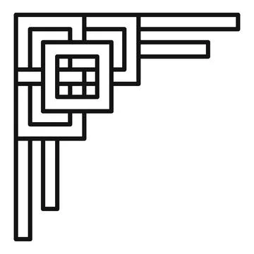 Decorative corner element forming a right angle with geometric patterns Stock Illustration