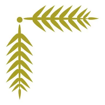 Decorative corner element forming a right angle with stylized golden leaves 库存插图