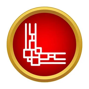 Decorative corner frame element in red gold button Stock Illustration