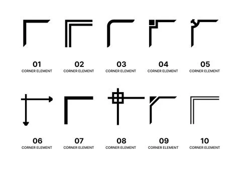 Decorative corner frame element set for borders and layouts Stock Illustration