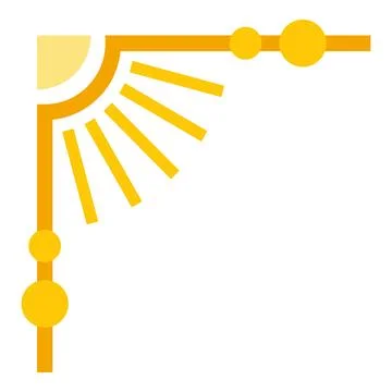 Decorative corner frame with sun rays design Stock Illustration