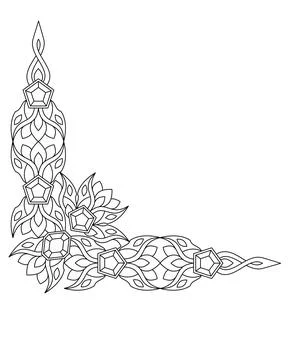 Decorative corner with gem crystal, vignette - vector linear picture Stock Illustration
