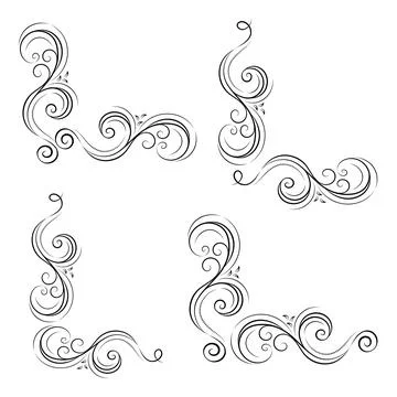 Decorative corner ornament made of wavy lines and curls Stock Illustration
