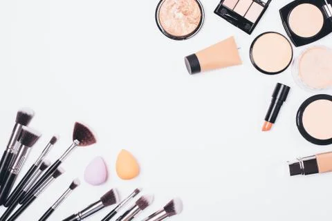 Decorative cosmetic products for basic makeup Stock Photos