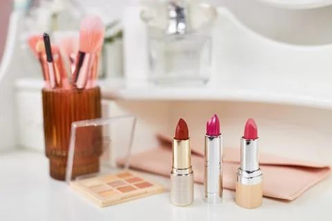 Decorative cosmetics on dressing table Stock Photos