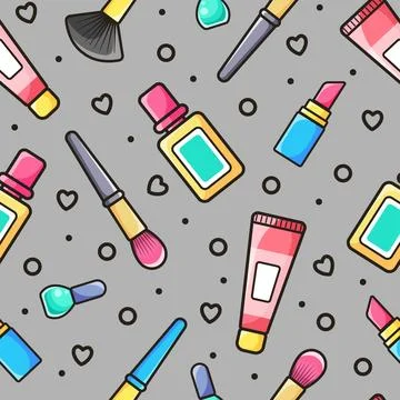 Decorative cosmetics. Vector pattern. Illustration in flat style Stock Illustration