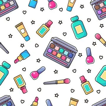 Decorative cosmetics. Vector pattern. Illustration in flat style Stock Illustration