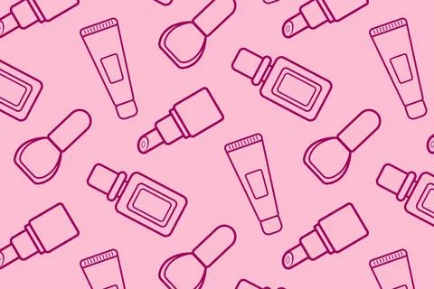 Decorative cosmetics. Vector pattern. Illustration in flat style Illustrazione stock