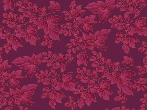 Decorative currant branches seamless pattern. Illustrazione stock