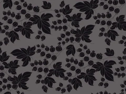 Decorative currant branches seamless pattern. Illustrazione stock