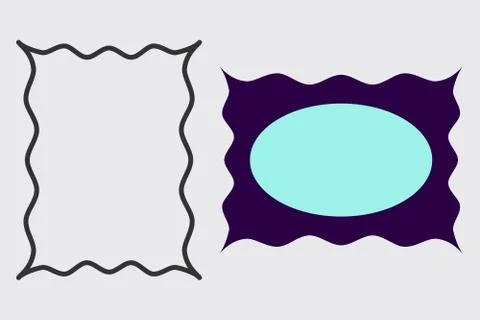 Decorative curved frames for web cards. Oval text space, rectangle form frame. Stock Illustration