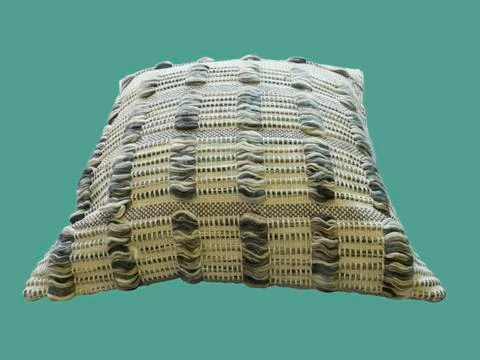 Decorative cushion with knitted pattern Stock Photos