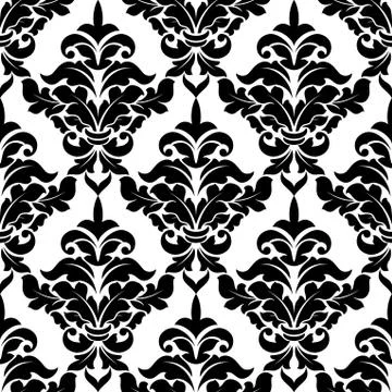 Decorative damask floral seamless pattern Stock Illustration