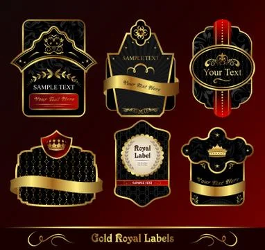 Decorative dark gold frames labels Stock Illustration
