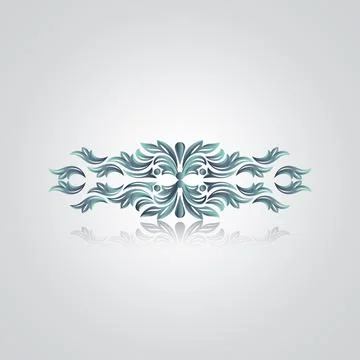 A decorative design of calligraphy with a flower on it, Stock Illustration