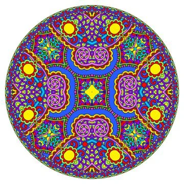 Decorative design of circle dish template, round geometric patte Stock Illustration