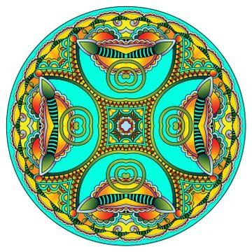 Decorative design of circle dish template, round geometric patte Illustrazione stock