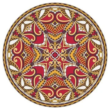 Decorative design of circle dish template, round geometric patte Illustrazione stock